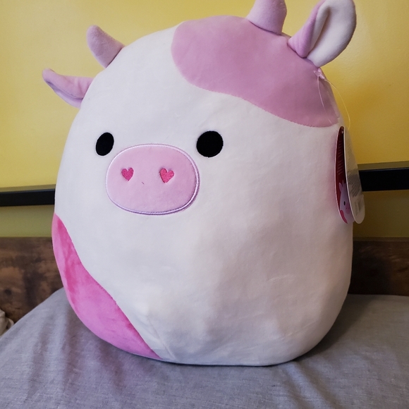 Squishmallow Caedyn Pink Heart Nose Cow  12”  Valentines Day 2022 NWT - Picture 3 of 6